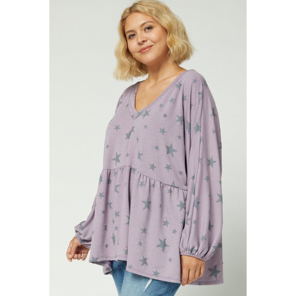 Entro Star Peplum Top, Lavender - Picture 3 of 6